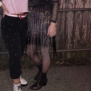 “Nasty Gal” fringe embellished/beaded skirt, size 8